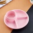 thumbnail image 1 of LEFU Divided Dinner Plates Set - 3 Compartment Plastic Plates for Adults Children Home Use - Reusable Sectioned Plates with Optional Fork Spoon - White Pink Green, 1 of 5
