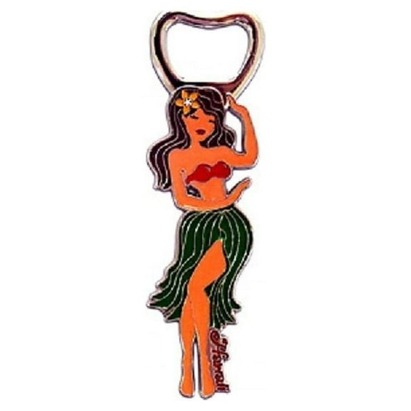 Metal Bottle Opener With Magnetic Back Hula Girl