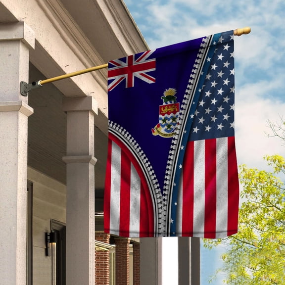 Zipper Flag American Show Cayman Islander Flag USA Cayman Islands Patriotic Root House Flag (29.5x39.5) Double Sided-USA Flags Premium Polyester-Decorative Indoor Outdoor Flag