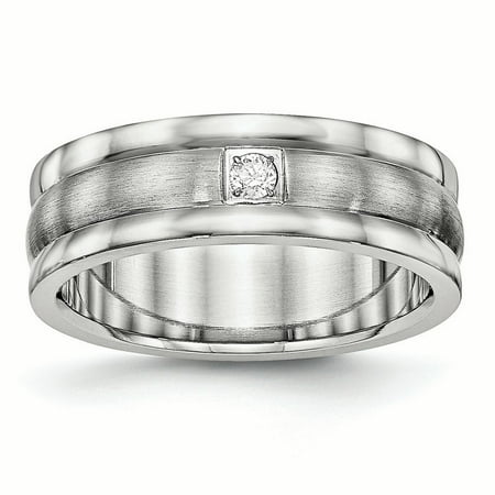 Chisel Wedding Bands Stainless Steel Polished And Brushed Chisel Wedding Bands Stainless Steel Polished And Brushed Grooved Cz Band Size 9