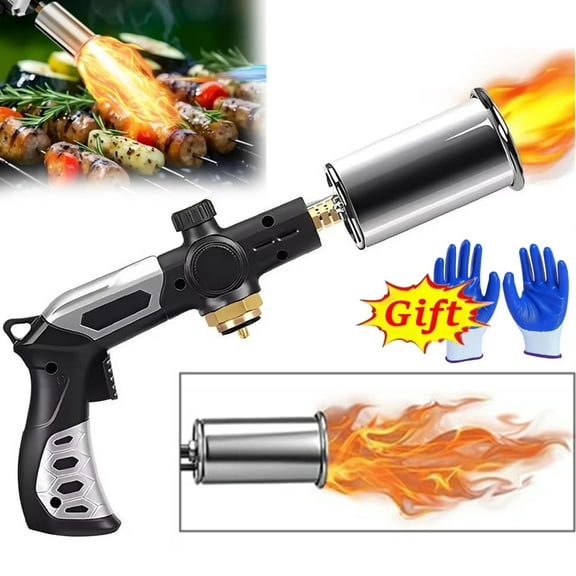 Djiypn Powerful Propane Torch with Adjustable Flame, Cooking Blow Torch with Safety Lock, Kitchen Food Torch For Grilling and Cooking , BBQ (Tank Not Included)