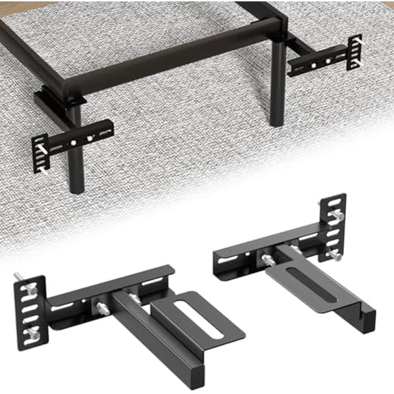 Adjustable Headboard Brackets for Metal Bed Frames – Universal Headboard Attachment Kit with Footboard Extension | Fits Twin, Full, Queen, King Beds, 2 Pack (Black)