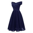 thumbnail image 2 of Vedolay Plus Size Summer Dresses Women's V Neck Floral Lace Wedding Dress Short Sleeve Party Dress,Blue XL, 2 of 4