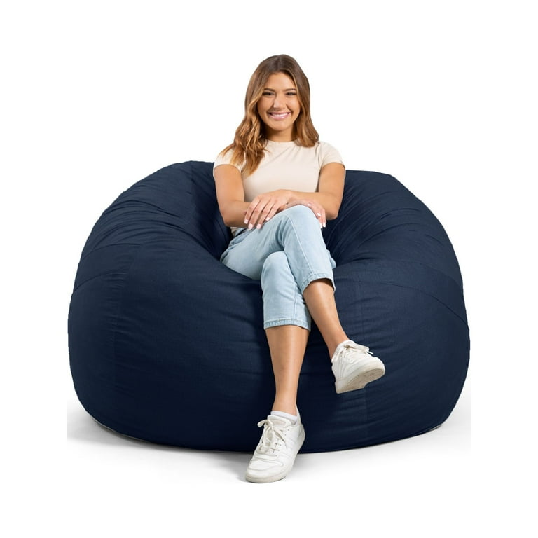 Big Joe Fuf Large Adult Seat Foam Filled Bean Bag Chair Cobalt Lenox Removable Cover Durable Polyester 4 feet Walmart