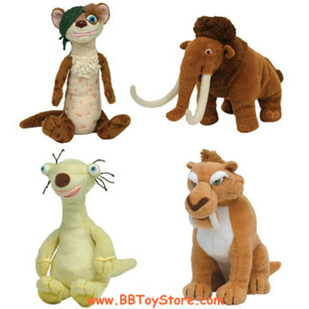 TY Beanie Babies - ICE AGE 3 MOVIE BEANIES (Set of 4 - Buck, Manny, Sid