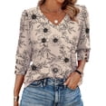 thumbnail image 1 of Blusa floral de mujer XIEERDUO con cuello en V y mangas abullonadas L, 1 of 5