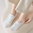thumbnail image 4 of 10 Pairs Non Skid Grip No-Show Socks for Women, Cute Tulip Bow Heart Embroidered Ankle Socks with Non-Slip Heel, Soft White Crew Style for Everyday Comfort, 4 of 8
