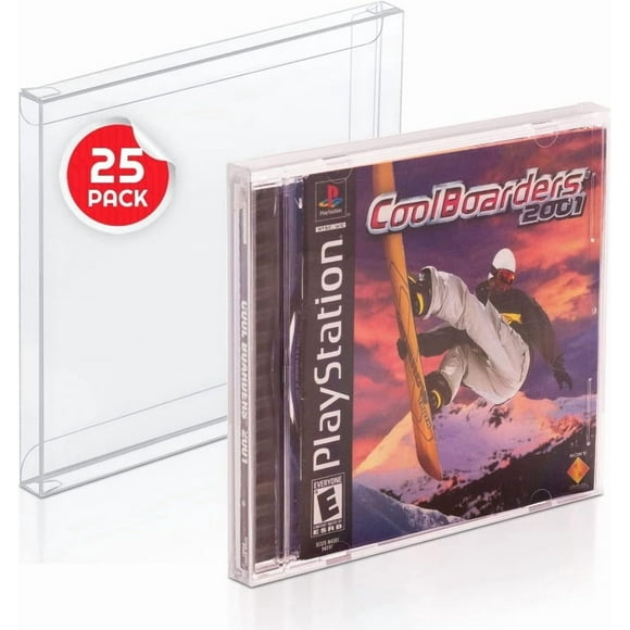 EVORETRO Lot de 25 protections de boîtier de jeu en PET pour PlayStation 1 (PS1) – Pochettes transparentes de 0,40 mm, résistantes aux rayures et à la poussière pour la collection de jeux PS1