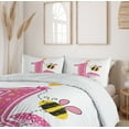 thumbnail image 6 of Ambesonne Cartoon Duvet Cover Sets, Bees Party Cake Candle, 2-Queen, Pink Black and Yellow, 6 of 7
