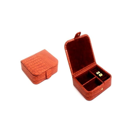 Bey-Berk International Jewelry Case, Brown "Croco" Leather, T.P.