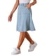 thumbnail image 4 of Inspire Chic Conjunto Falda de Mezclilla para Mujer con Dobladillo Desgastado y Botones, Falda Midi en A, Jeans, Talla XS, Azul Claro, 4 of 6