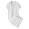 thumbnail image 1 of Liyamei Ensemble Décontracté pour Hommes Printemps Couleur Unie Manches Courtes Col Rabattu Short Costume Coton, 1 of 5