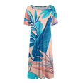 thumbnail image 4 of DBAIXID Knee Length Dress for Women Summer Plus Size Short Sleeve Crewneck Floral Print Flowy Midi Dresses with Pocket Blue 2XL, 4 of 7