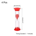 thumbnail image 2 of Uxcell 4 Pack 1 Minute Sand Timer Small Sandy Clock Count Down Sand Glass In Cooking Exercise 2.5 x 8.5 cm Red, 2 of 5