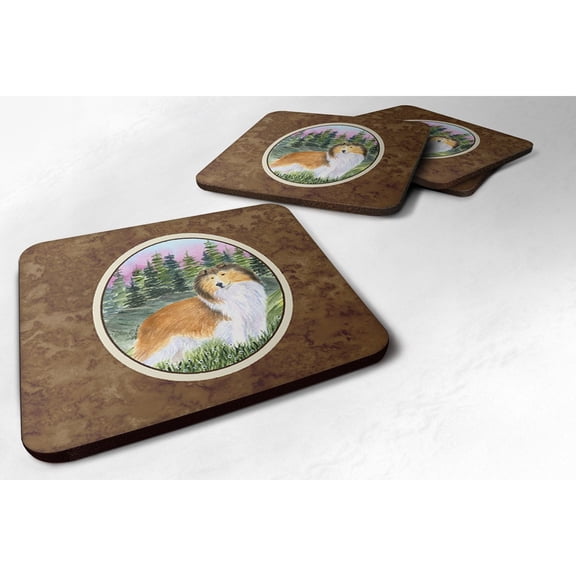 Carolines Treasures SS8321FC Sheltie Foam Coaster Set of 4 3 1/2 x 3 1/2 multicolor