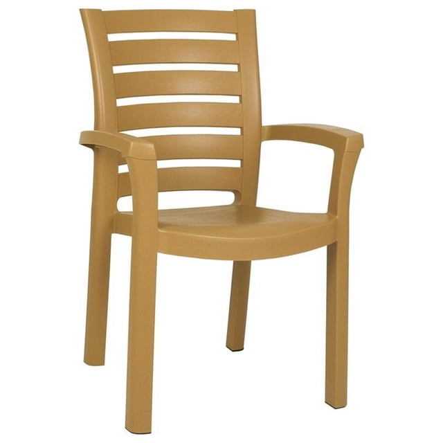 Compamia Marina Chaise de Salle à Manger de Patio avec Accoudoirs, Brun Teck