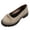Beige, variant on Womens Chunky Loafers Mid Heel Thick Sole Round Toe Vintage Flock Slip On Casual Dress Shoes