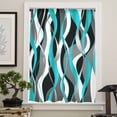 thumbnail image 4 of Aqua Stripe Semi Sheer Curtains Drapes for Living Room,Bedroom,French Doors Window 108 Inches Long,Ombre Grey Moire Geometric Modern Abstract Rod Pocket Chiffon Curtain Drapery Voile Draperies Panel, 4 of 6