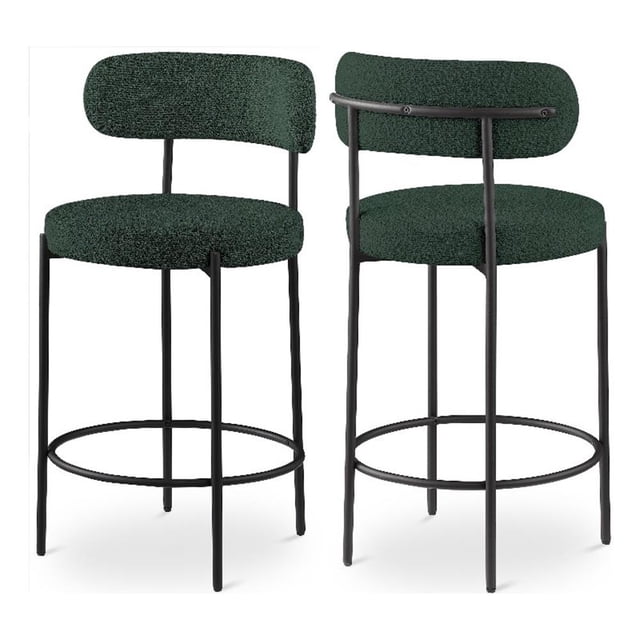 Meridian Furniture Tabouret en Tissu Bouclé Vert Beacon (Ensemble de 2)