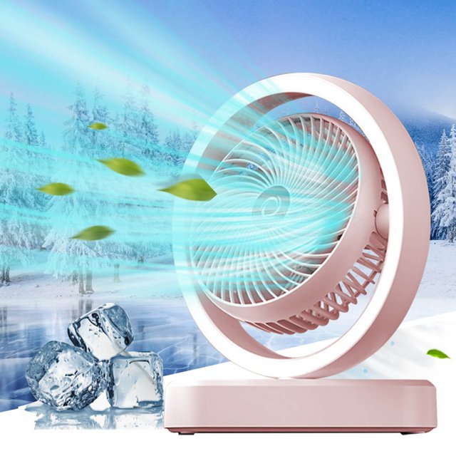 Ventilador de Escritorio, Ventilador de Circulación de Aire Iluminado, Ventilador Pequeño con Oscilación Inteligente, Ventilador con Iluminación de Funcionamiento Silencioso, para Uso En Dormitorios,