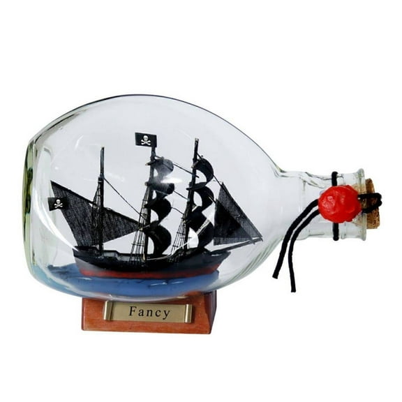 Hampton Nautical Henry Avery's Fancy Pirate Ship in a Glass Bottle 7" - Pirate Model - Boat Mode