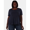 thumbnail image 2 of Terra & Sky Women's Plus Size Step Hem Tee with Short Sleeves, 2-Pack, Sizes 0X-5X, 2 of 7