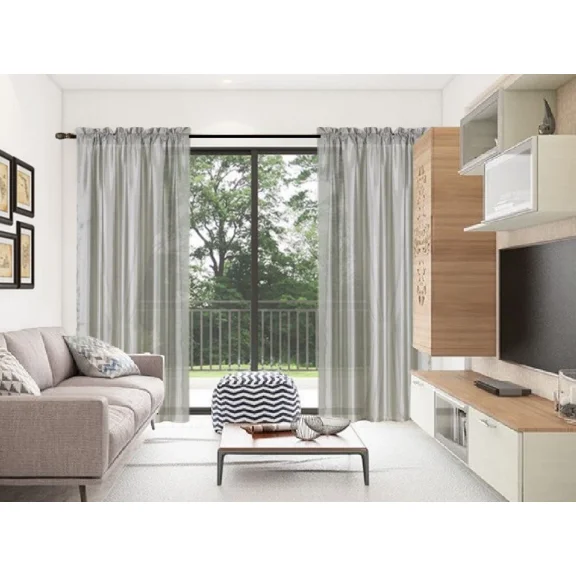 Gorgeous Home Linen 2pc MR2 Silver Rod Pocket Window Curtain Semi-Sheer Light Filtering 54" wide X 95" Set of 2