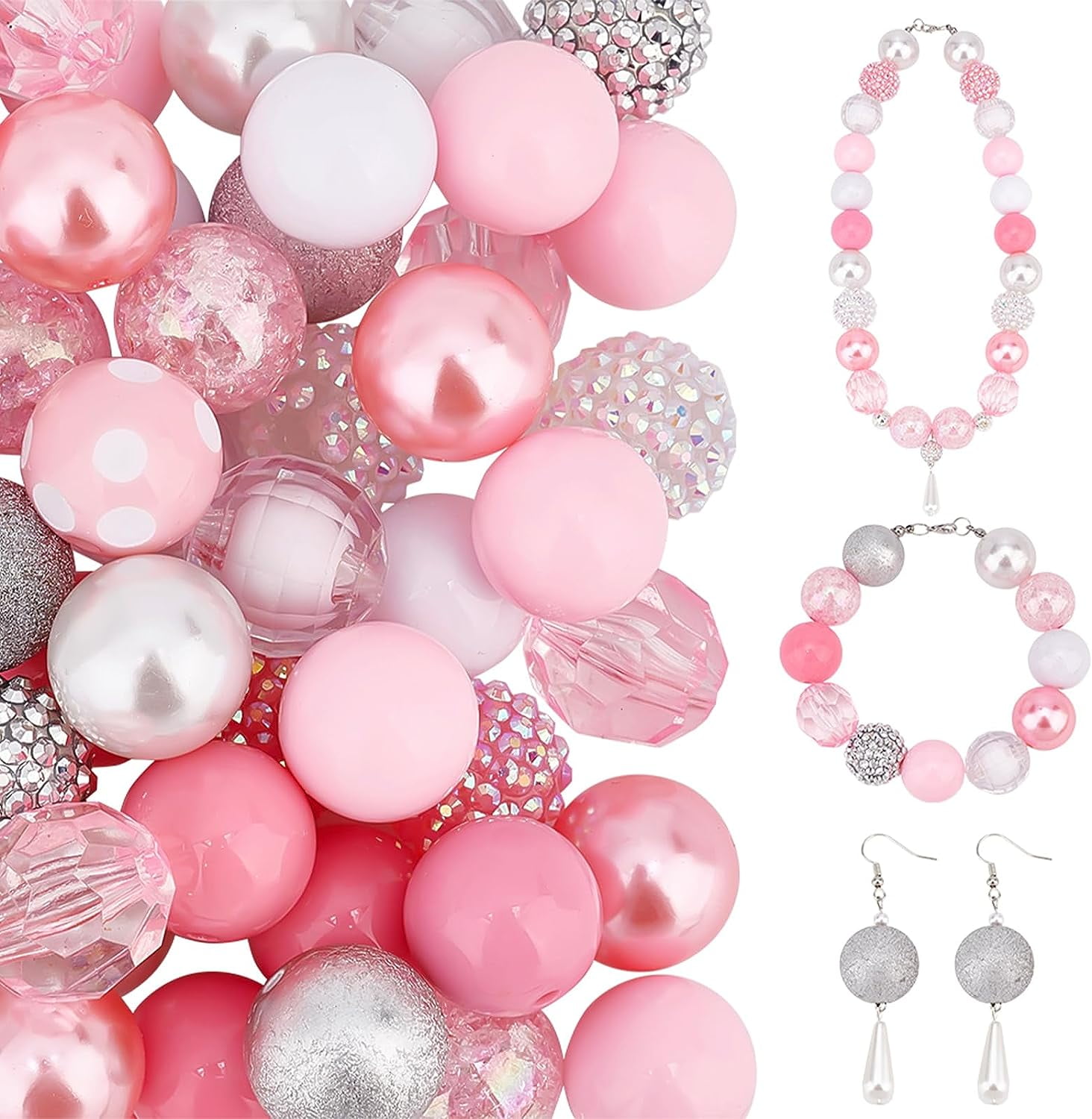 100 Qty 12mm Beads, Valentine #1 Mixed Set, Acrylic Beads, Loose Beads,  Chunky Beads, Round beads, Beading Supply, Valentine Beads, #1201