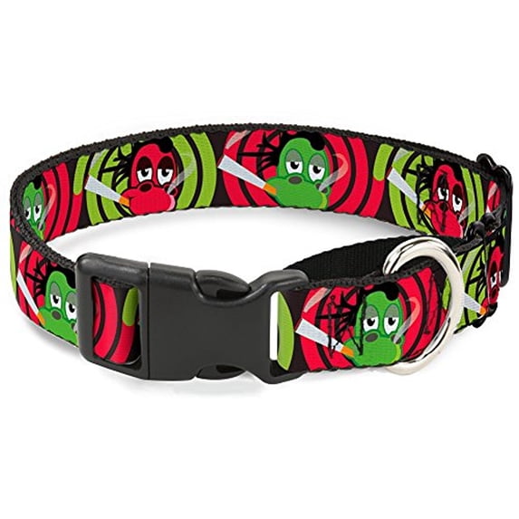 Buckle-Down Green & Red Dragons Smoking Gray Martingale Dog Collar