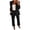 #0352-Black, variant on Two Piece Suits for Women Satin Blazer and Elastic Waist Pants sets urban minimalist style smooth fabric comfortable tailored-fit suit sets Gift
