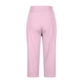 thumbnail image 4 of Frostluinai Yoga Capris for Womens High Waist Straight Leg Pants Stretch Slim Fit Capris Solid Color Gym Trousers Slit Hem Capris with Pocket, 4 of 8