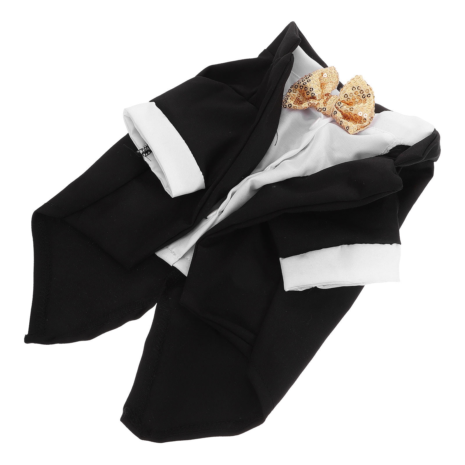 WRITWAA 1Set Washable Black Pet Dog Suit with Bowtie for Elegant Wedding and Party Wear