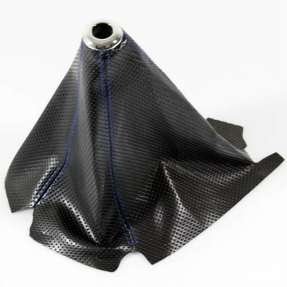 ModifyStreet Universal Black Perforated Style PVC Leather Shift Boot Cover - Blue Stitch