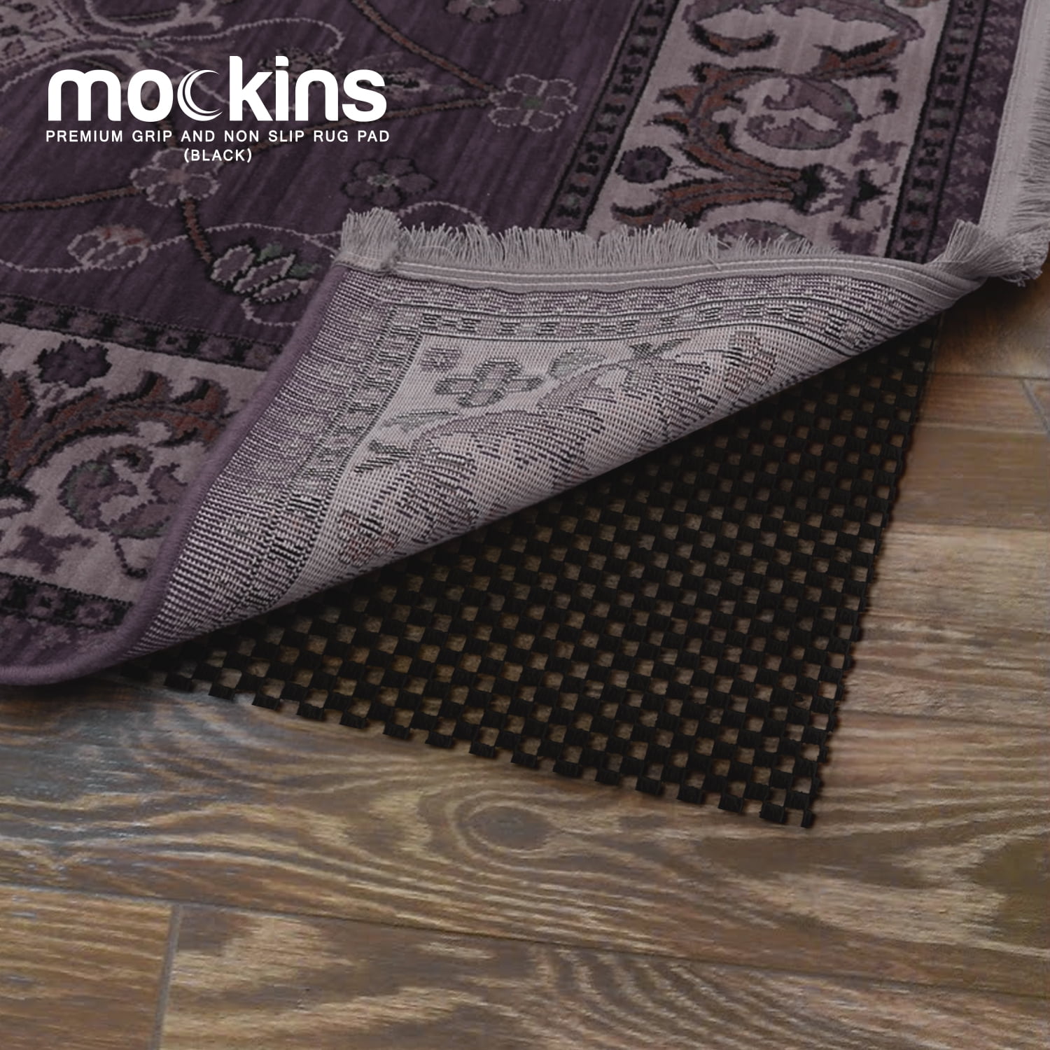Mockins Black Non Slip Premium Grip Rug Pad 9' x 12' Customizable