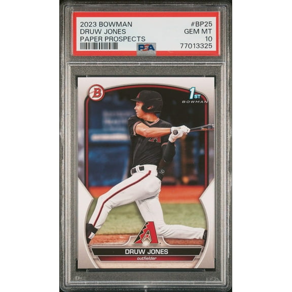 Graded 2023 Topps Bowman Druw Jones #BP25 Paper Prospects Rookie RC Baseball Card PSA 10 Gem Mint