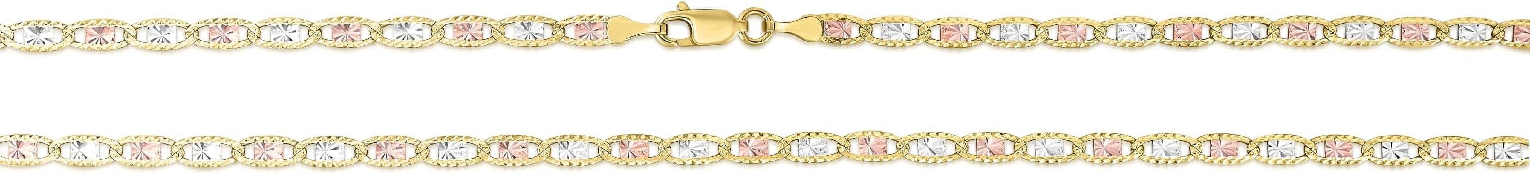 Floreo 10k Tri-Color Gold 3.3mm Valentino Link Chain Necklace