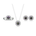 thumbnail image 1 of RYLOS Halo Designer Matching Set Sterling Silver: Ring, Earring & Pendant Necklace. Gemstone & Diamonds, 4MM Alexandrite June Birthstone; Size 9, 1 of 9