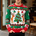 thumbnail image 5 of FRSASU Women's Christmas Sweaters Snowflake Reindeer Long Sleeve Crewneck Oversized Sweater Xmas Knitted Pullover Tops Red-F, 5 of 7