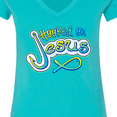 thumbnail image 4 of Inktastic Hooked on Jesus Christian Women's V-Neck T-Shirt, 4 of 5