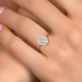 thumbnail image 4 of Gem Stone King 10K Rose Gold Lab Grown Diamond and White Created Sapphire Engagement Ring for Women | 0.94 Cttw | Oval 7X5MM | Gemstone April Birthstone | Size 8, 4 of 6