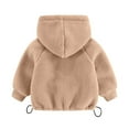 thumbnail image 4 of WhouRiu Toddler Boy Coat Thickened Warm Full Zip Long Sleeved Hooded Coats Winter Soft Cozy Jackets Brown,Sized 3-4, 4 of 4