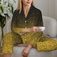 thumbnail image 6 of Daiia Gold Glitter Gradient for Women's Long-Sleeved Pajama Set – Soft & Comfortable Sleepwear Button-Up Pajamas Cozy Lounge Wear-, 6 of 7