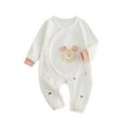 thumbnail image 5 of Delliss Unisex Cotton Green Bear Print Rompers Round Neck Long Sleeve Infant Jumpsuit with Button Spring and Fall, 5 of 6
