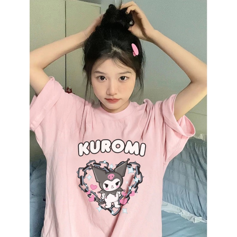 Sanrio Summer Cartoon Oversized T Shirt Preppy Style Cute