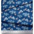 thumbnail image 2 of Soimoi Velvet Fabric Clouds & Bullfinch Bird Print Fabric by Yard 58 Inch Wide, 2 of 3