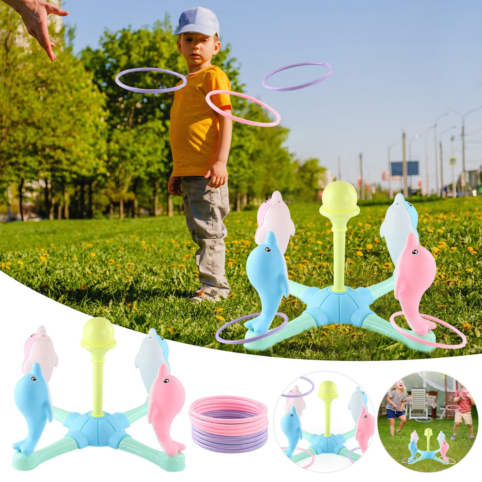 Kids Toys Throwing Ferrule Stacking Educational Outdoor Baby Toys Rings Game 