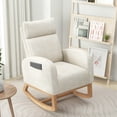 thumbnail image 5 of Gymax 2PCS Nursery Rocking Chair Upholstered Chenille Rocker Armchair w/ Side Pocket, 5 of 10
