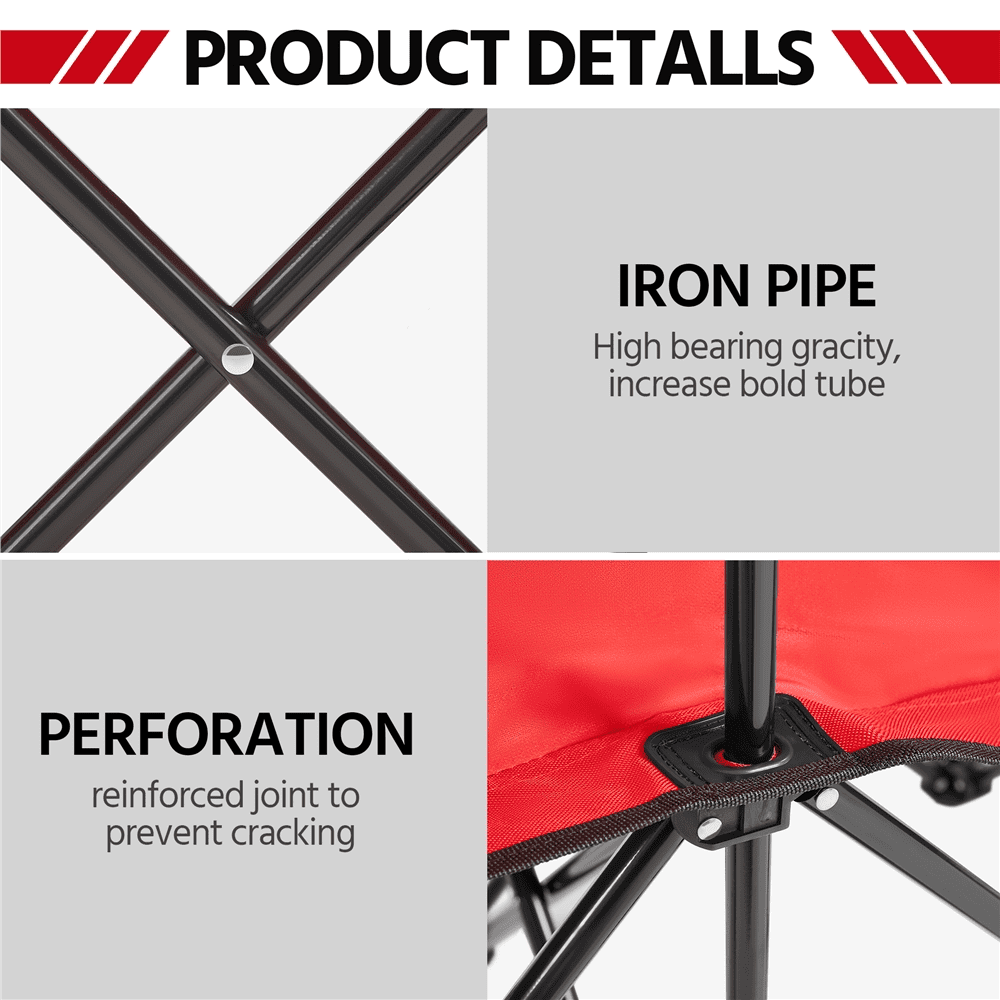 Renwick 6 Seats Portable Folding Bench for Sports Camping, Red