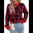 thumbnail image 2 of Suéter de Cuello Alto para Mujer, Larga, Bloque, Corazón, Tejido, Otoño Invierno, Jersey de Punto Acanalado. Negro L, 2 of 10