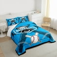 thumbnail image 3 of Feelyou Baseball Player Kids Full Size Comforter Sets, Modern Ball Game Bedding Comforter Set, Blue Cartoon Sports Theme Reversible Bedding Sets, Luxury Bedroom Decor, 3pcs, 3 of 8